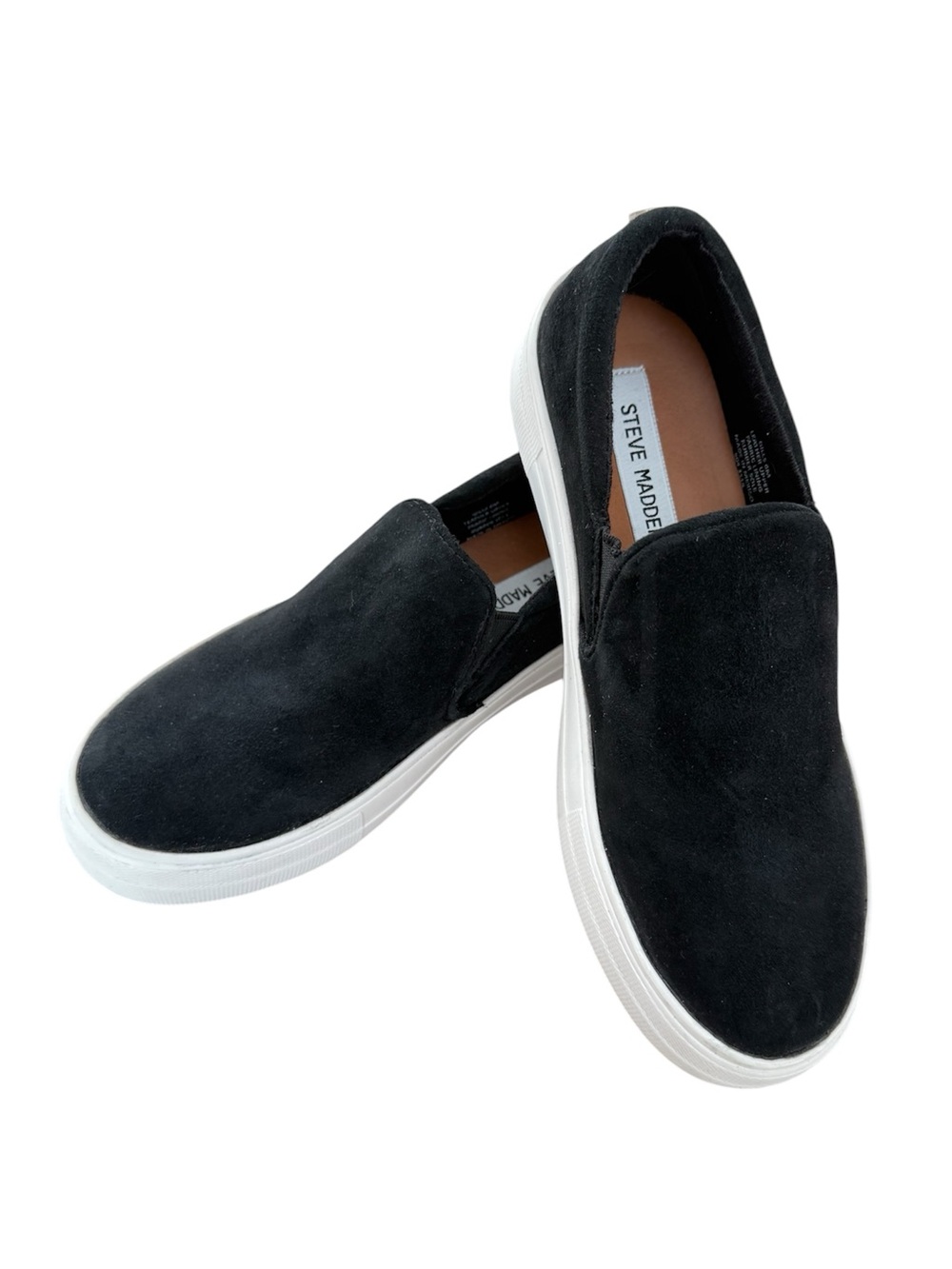 Steve Madden Gills Black Suede Leather Slip On Platform Sneaker Size 6M